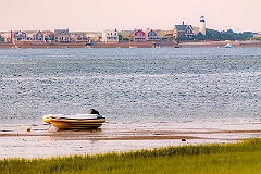 Sandy Neck Lighthouse on Cape Cod Across Harbor